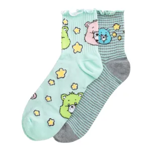 2 Pack Care Bears Lettuce Edge Mid Crew - Adult