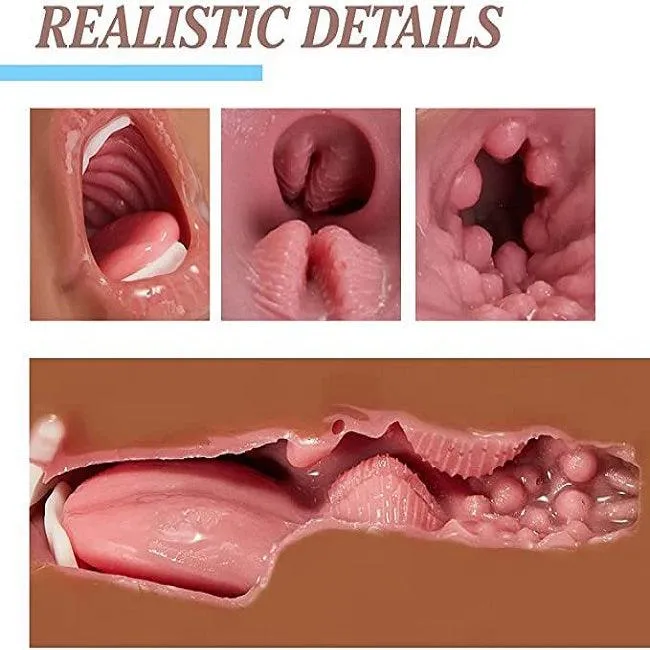 6.3-Inch Tanned Mouth Blowjob Male Masturbator Stroker