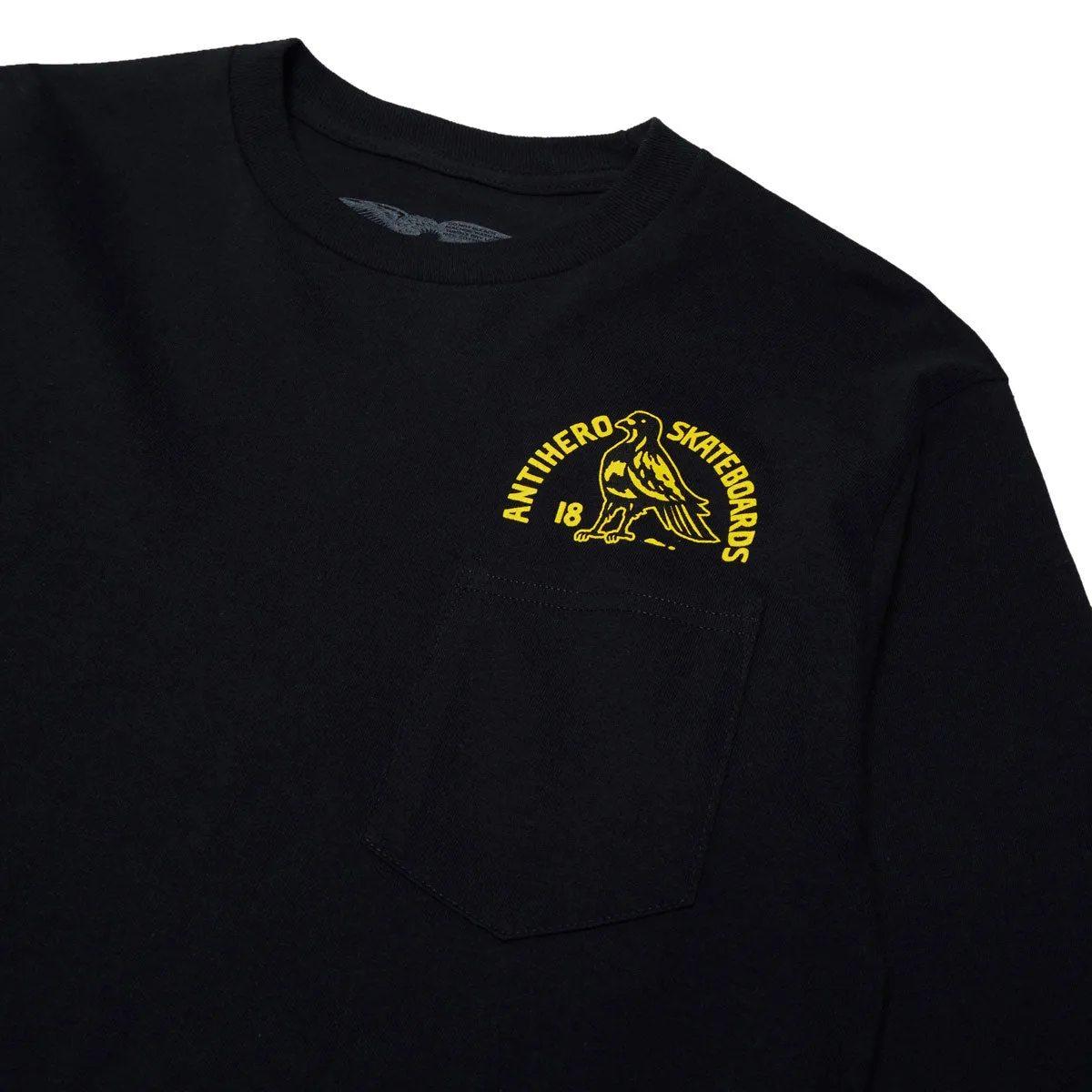 Anti-Hero Rock Dove Fill Long Sleeve Pocket T-Shirt - Black/Yellow