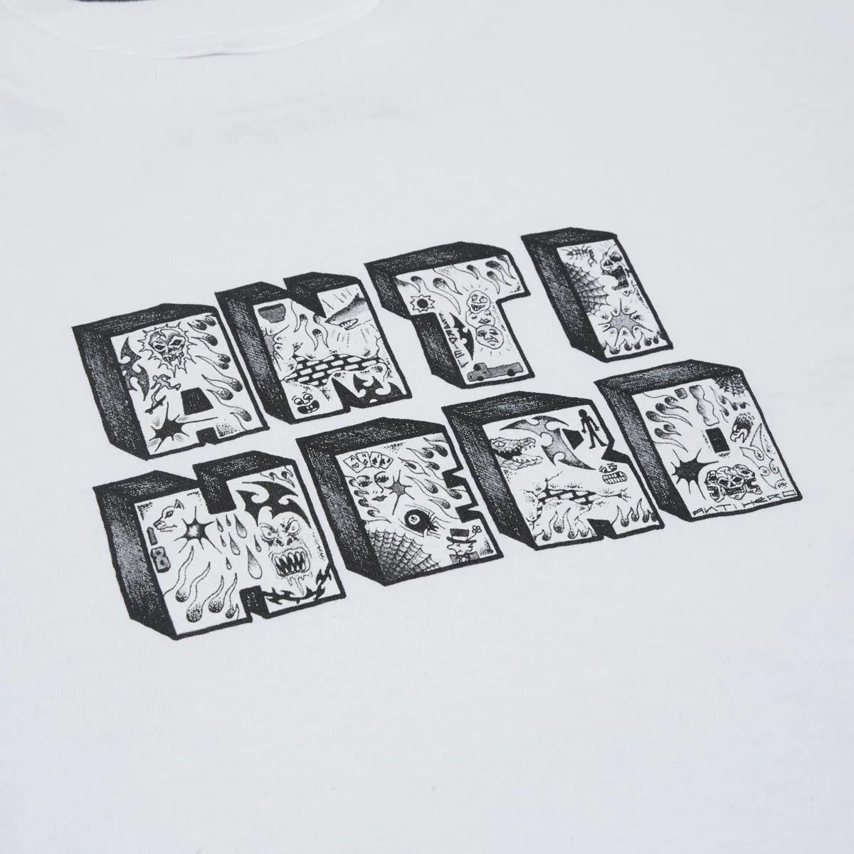Anti-Hero Stacked T-Shirt - White/Black