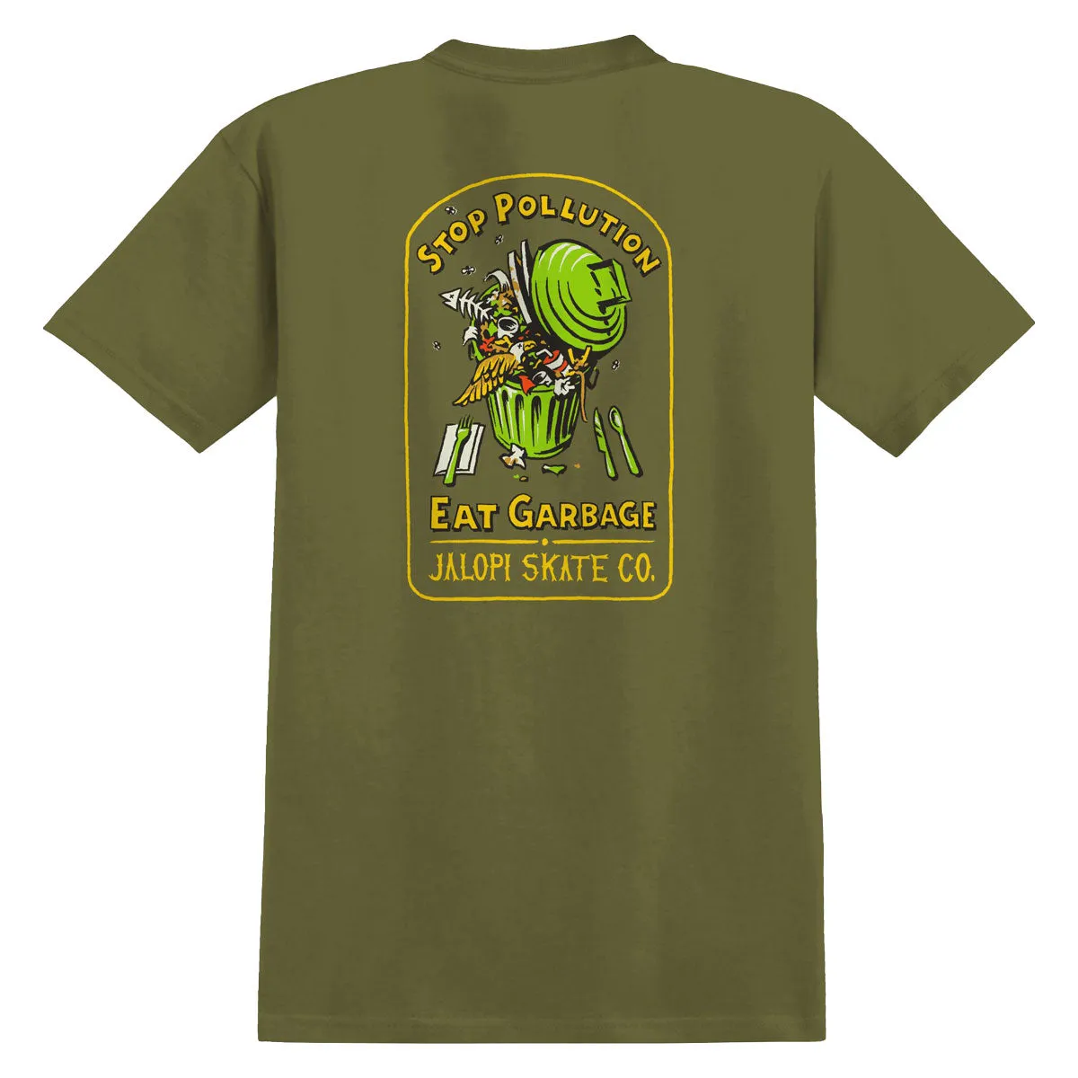 Anti-Hero Stop Pollution T-Shirt - Heather Army