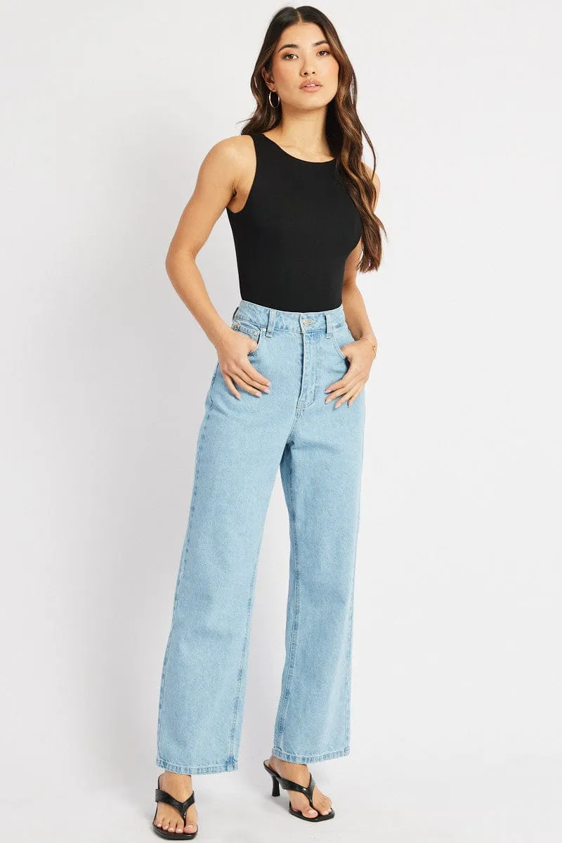 Black Bodysuit Boat Neck Modal