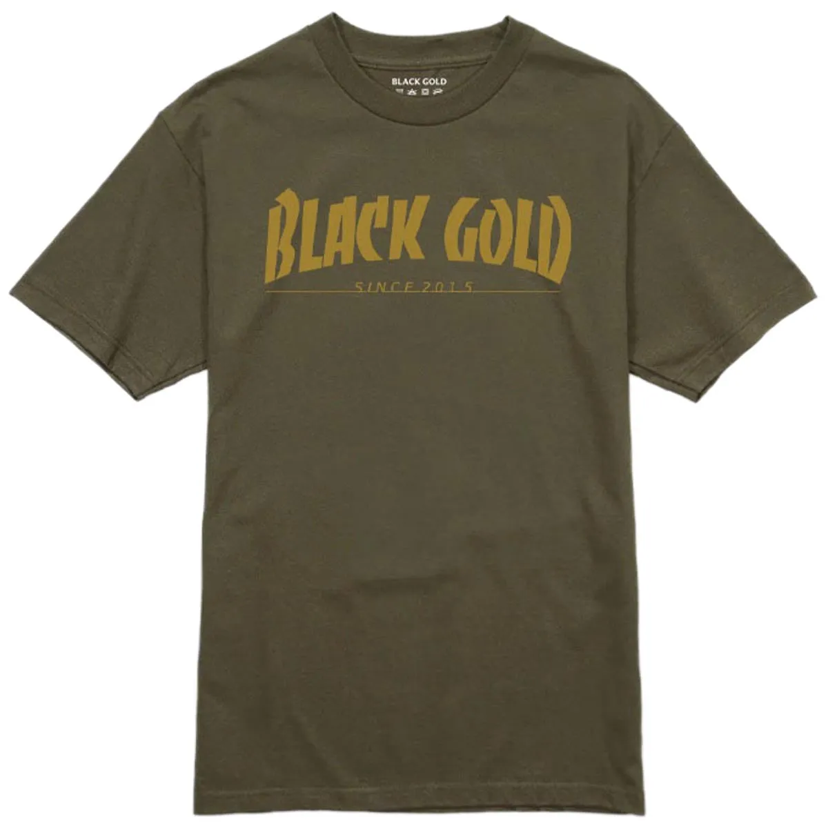 Black Gold Magazine Text T-Shirt - Military Green