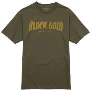 Black Gold Magazine Text T-Shirt - Military Green