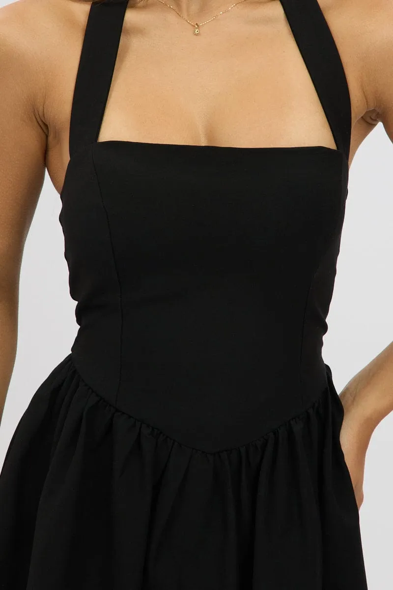 Black Halter Neck Mini Dress