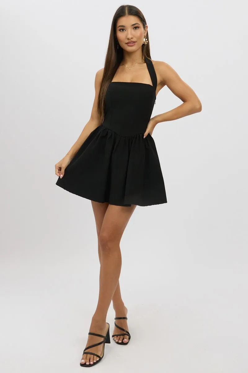 Black Halter Neck Mini Dress