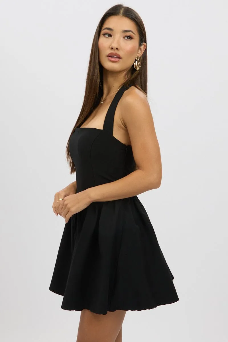 Black Halter Neck Mini Dress