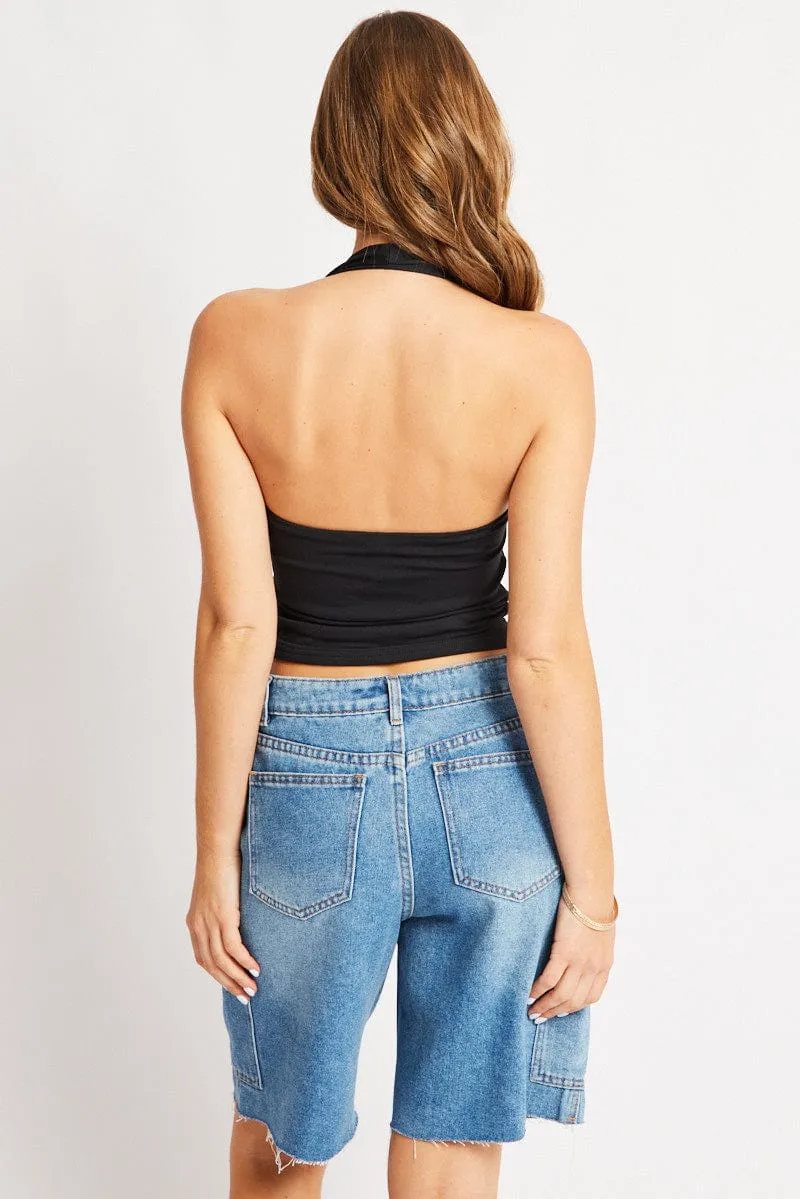 Black Halter Neck Top Supersoft