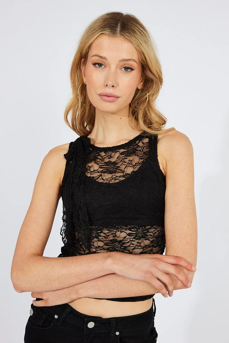 Black Lace Top Sleeveless