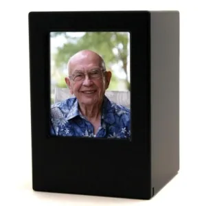 Black Satin Photo, Cremation Urn