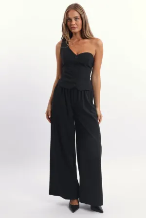 Black Wide Leg Pants Elasticated Waist