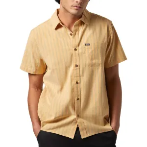 Brixton Cru Oxford Stripe Shirt - Curry/Ivy Green Stripe
