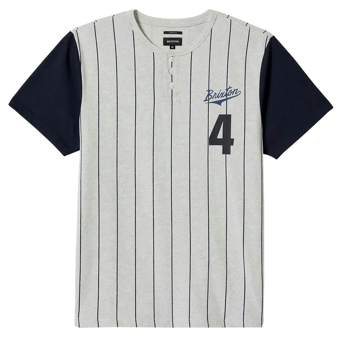 Brixton The League Baseball T-Shirt - Heather Grey Ash/Washed Navy