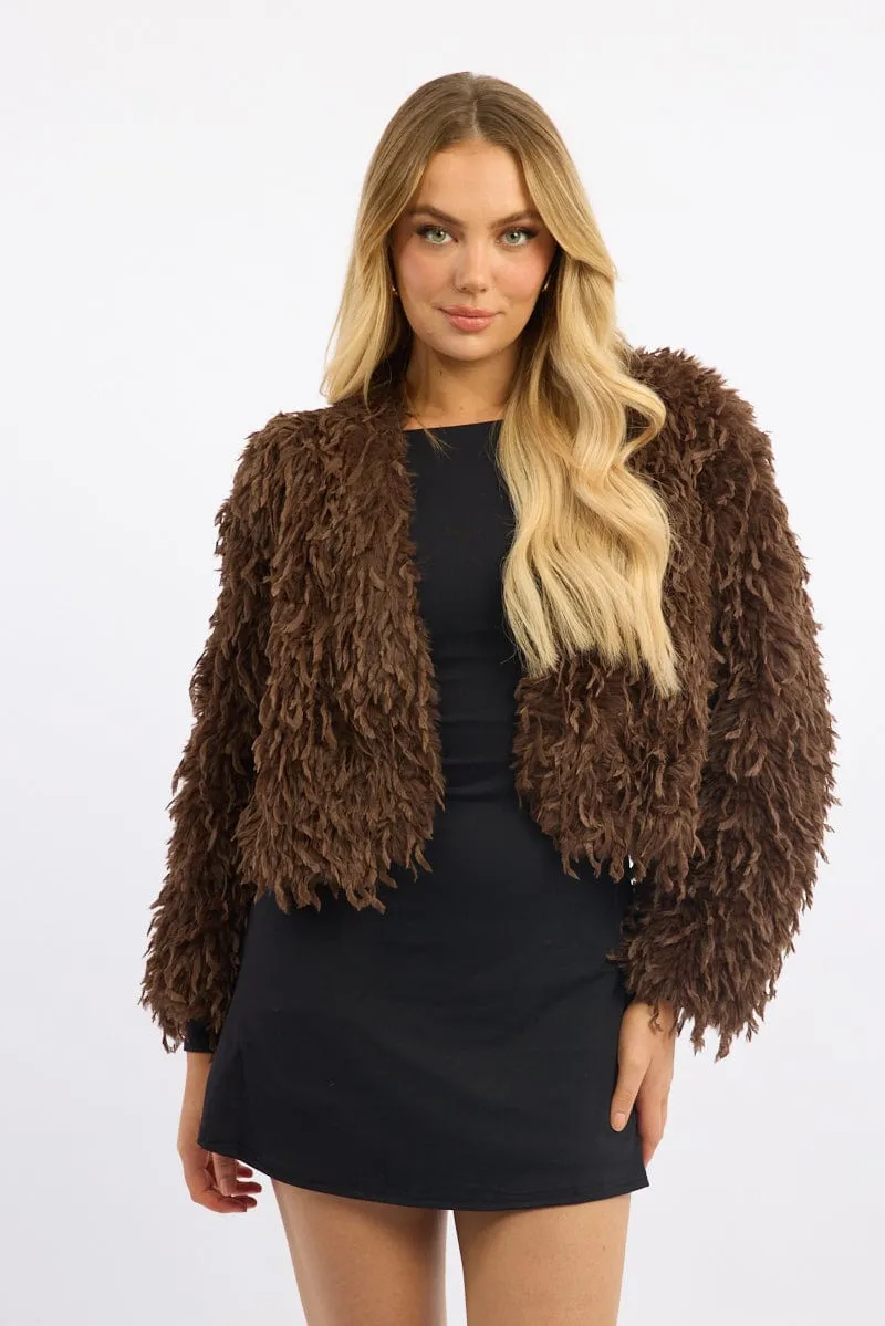 Brown Faux Fur Jacket