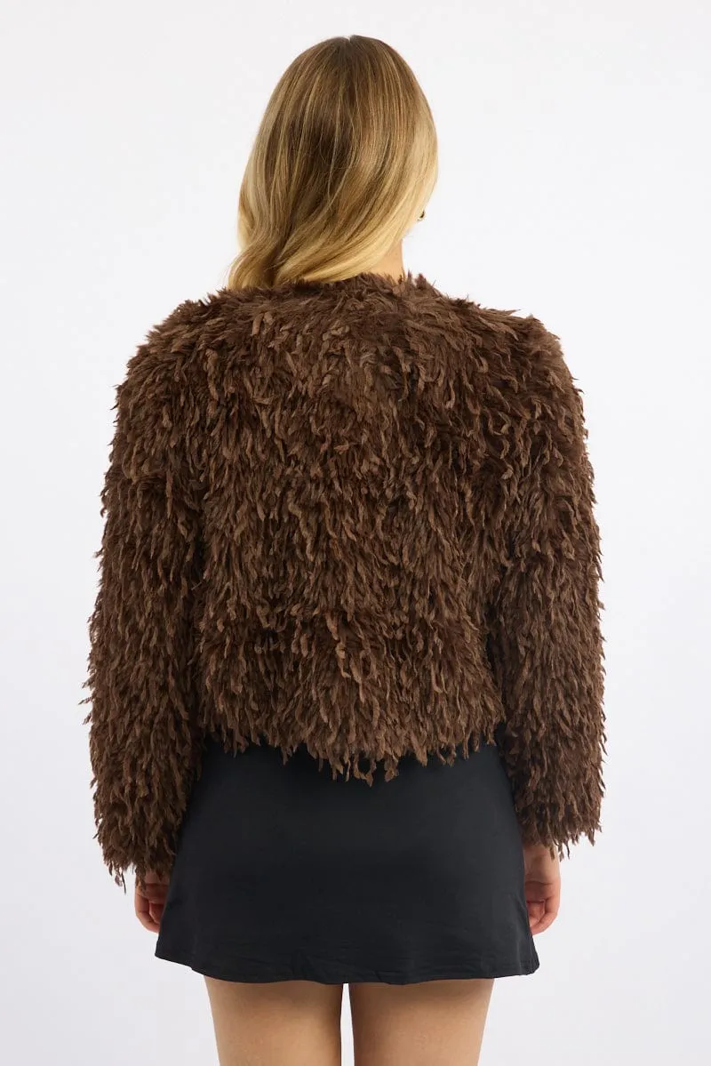 Brown Faux Fur Jacket