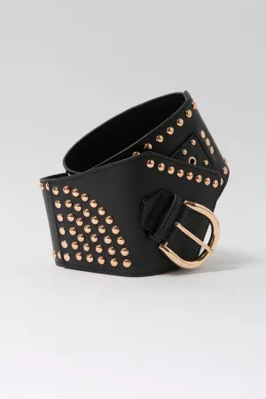 Brown Wide Hip Waist Rivet Western Belt