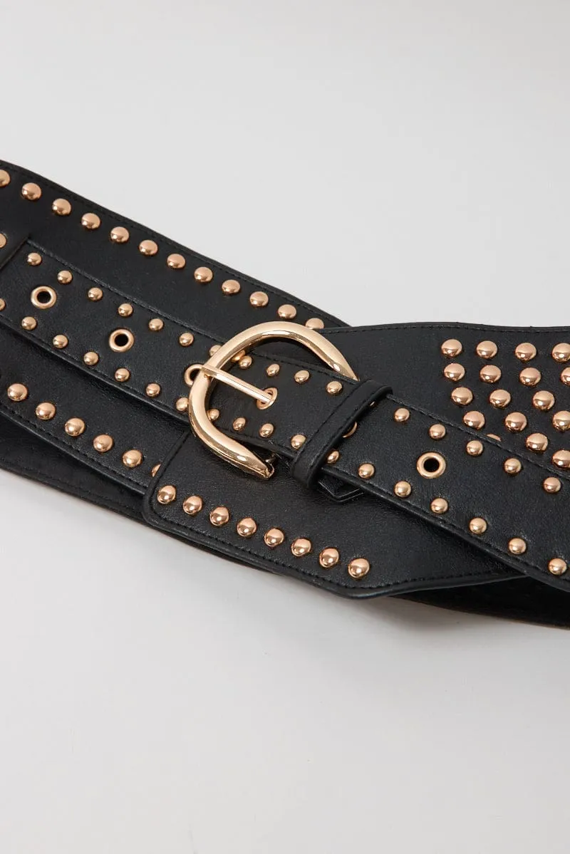 Brown Wide Hip Waist Rivet Western Belt