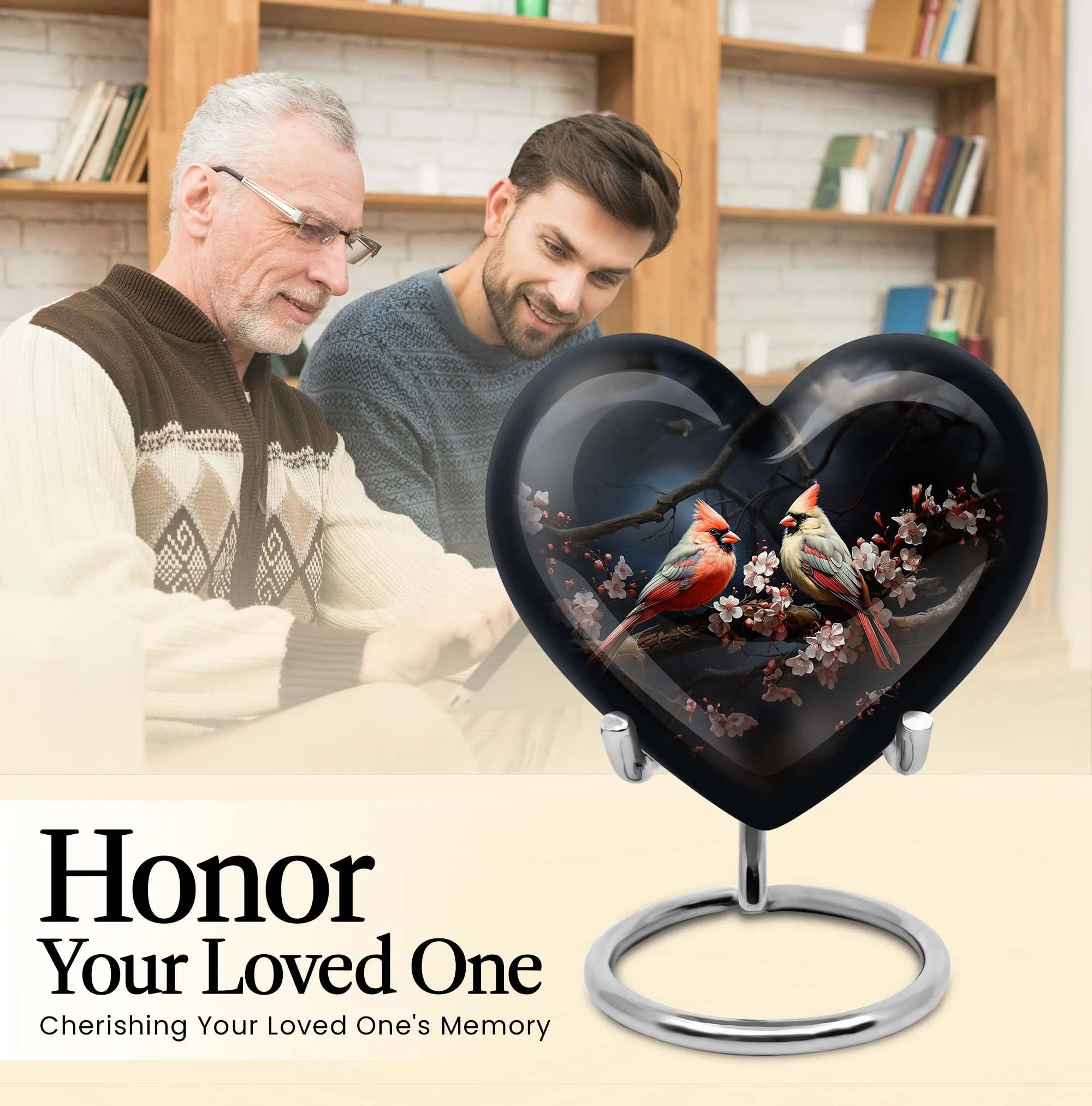 Cardinal bird Memorial Urn: Heartfelt Resting Place for Adult Male, Dad
