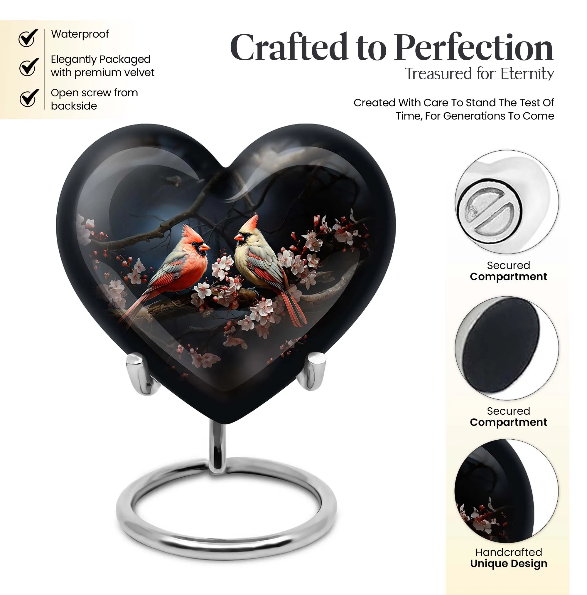 Cardinal bird Memorial Urn: Heartfelt Resting Place for Adult Male, Dad