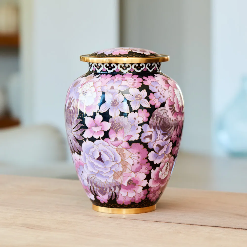 Cloisonne Pink Blush Cremation Urn in Large