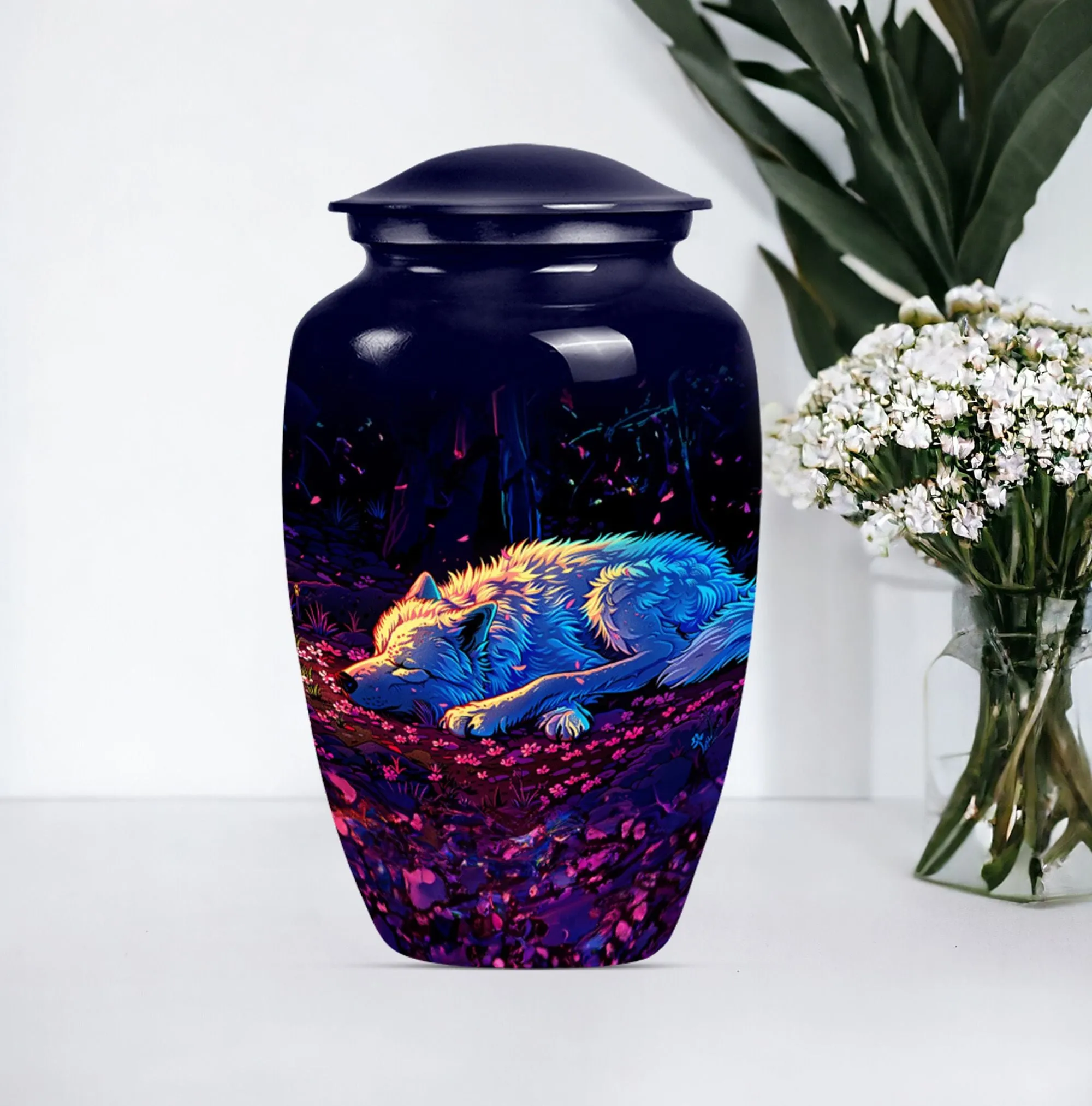 Cremation Keepsake: Abstract Wolf Urn - Container For Human Ashes