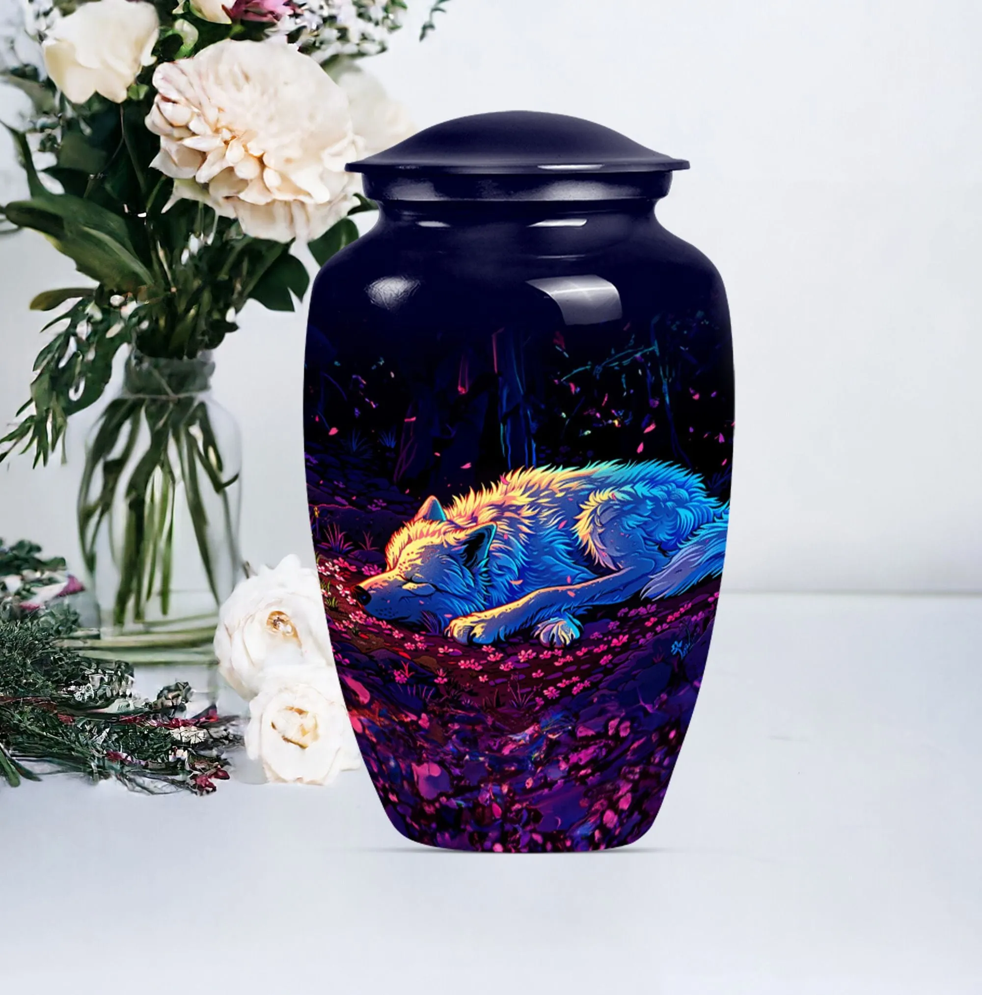 Cremation Keepsake: Abstract Wolf Urn - Container For Human Ashes