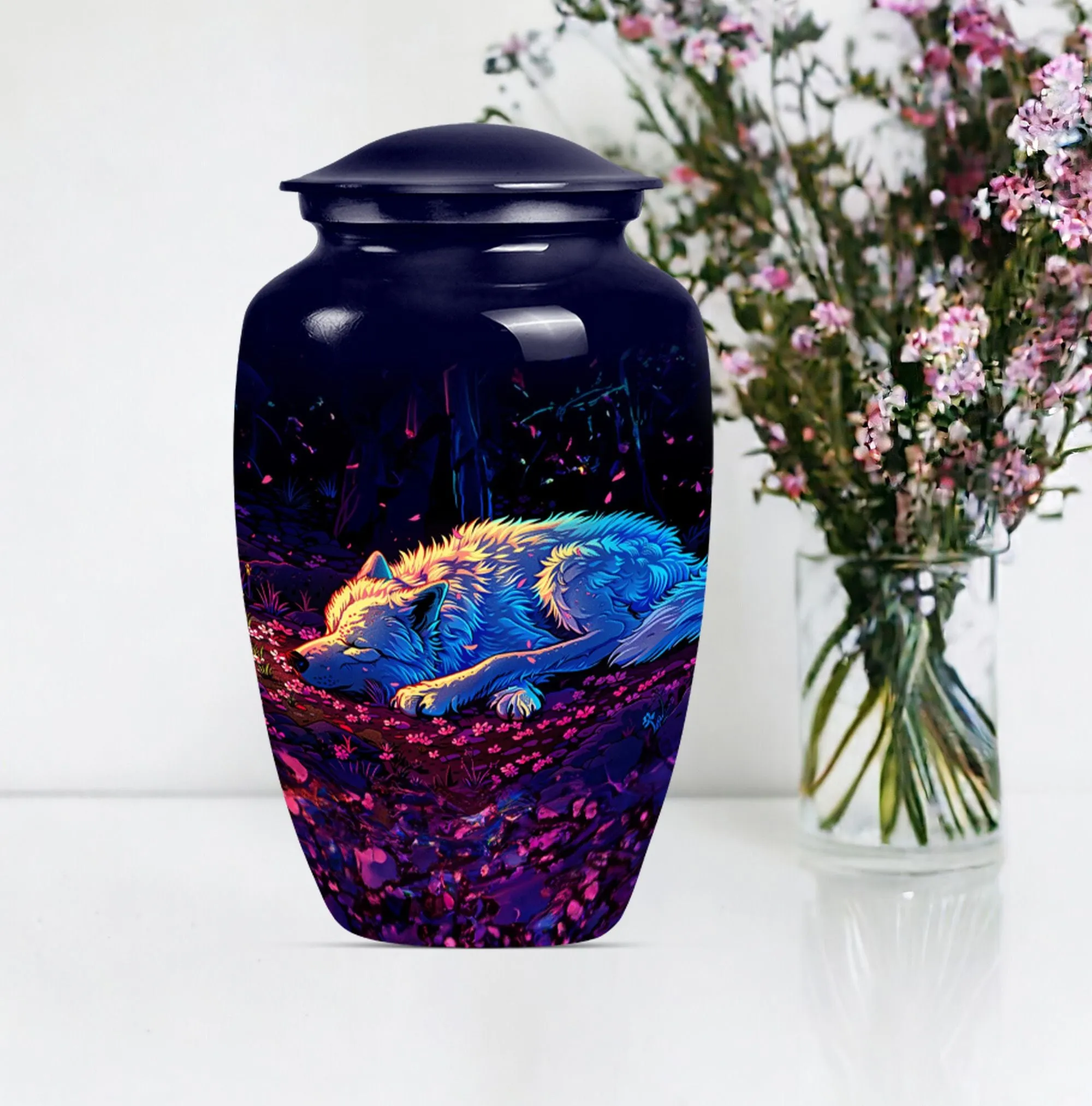 Cremation Keepsake: Abstract Wolf Urn - Container For Human Ashes