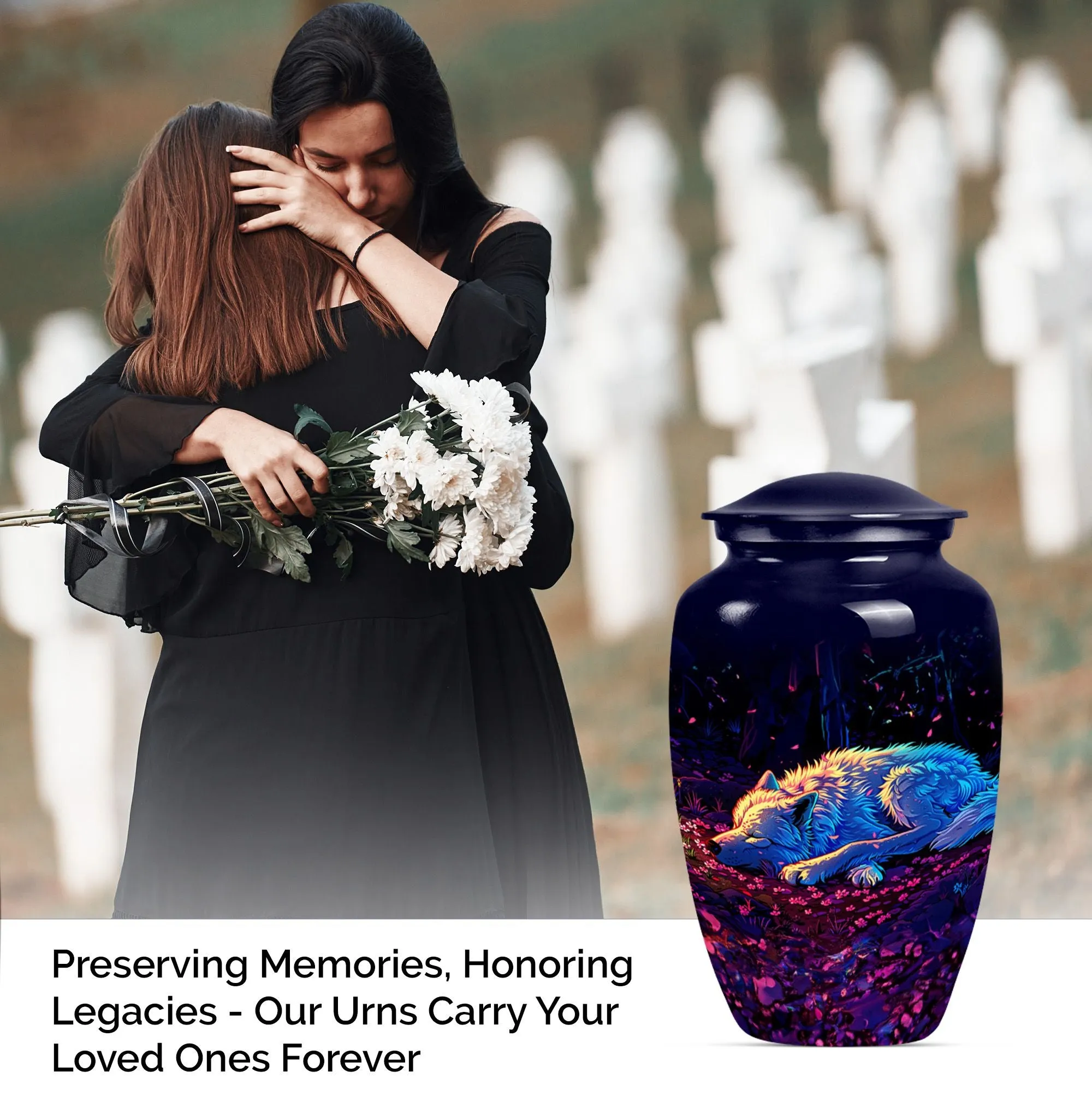 Cremation Keepsake: Abstract Wolf Urn - Container For Human Ashes