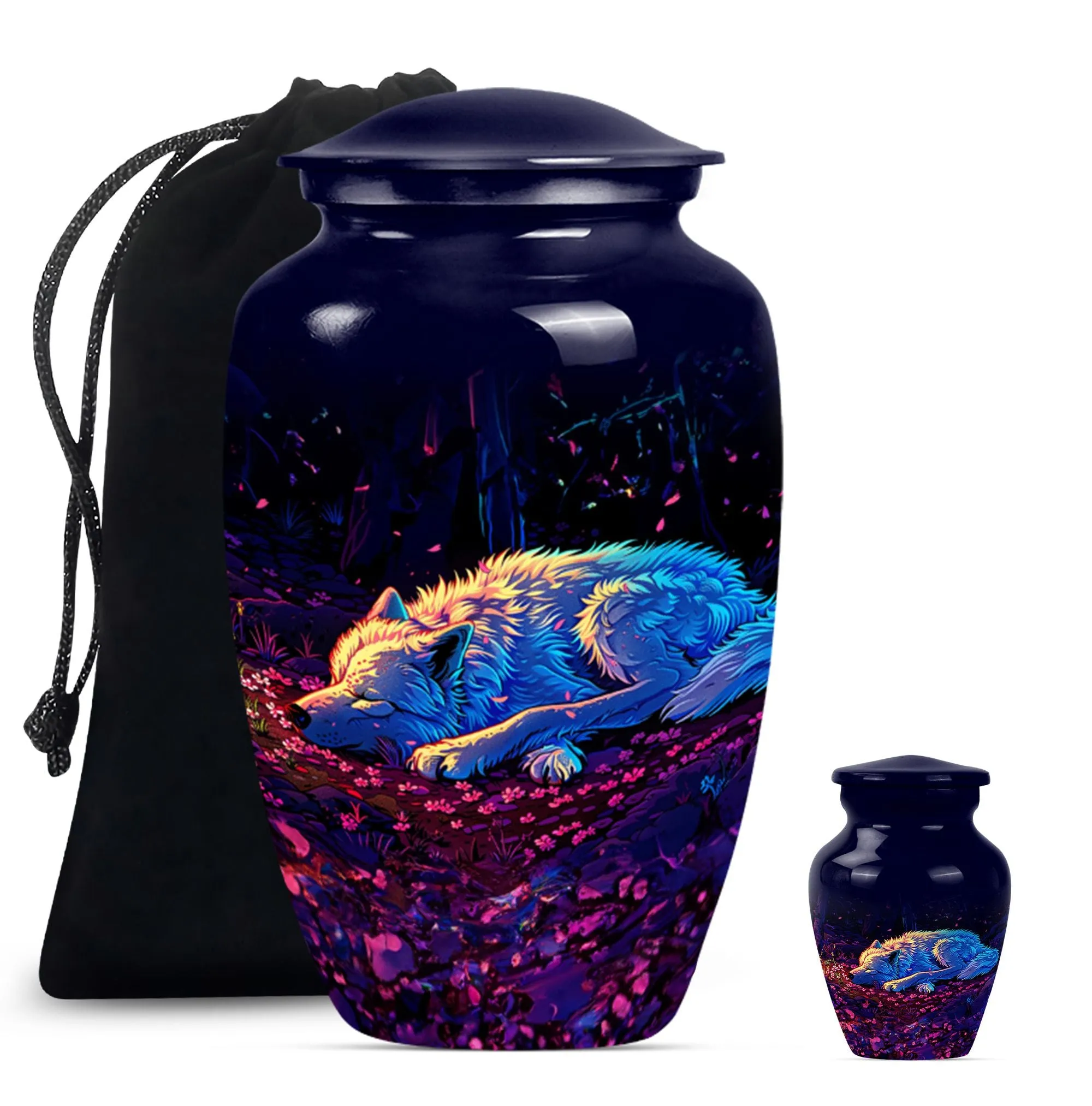 Cremation Keepsake: Abstract Wolf Urn - Container For Human Ashes