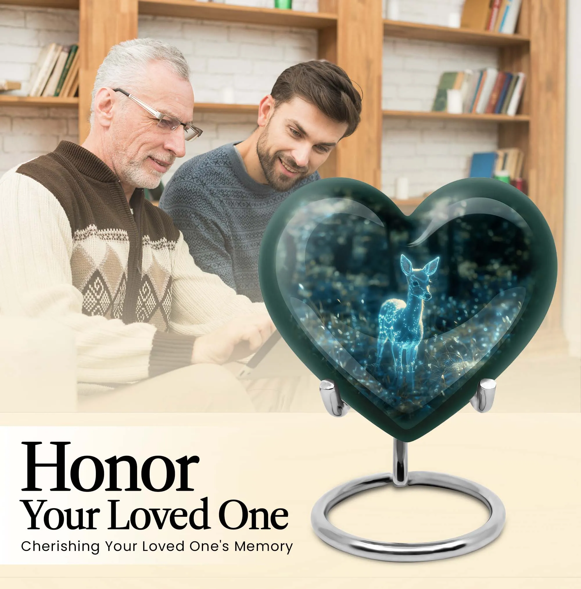 Deer Urn Eternal Rest Heart Shaped Cremation Urn