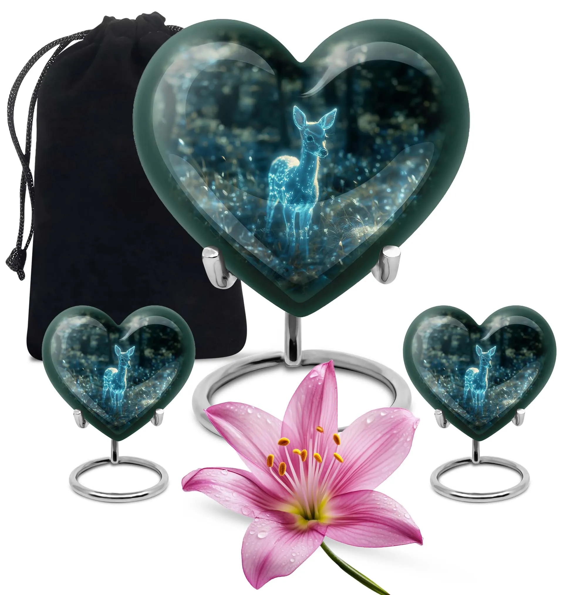 Deer Urn Eternal Rest Heart Shaped Cremation Urn