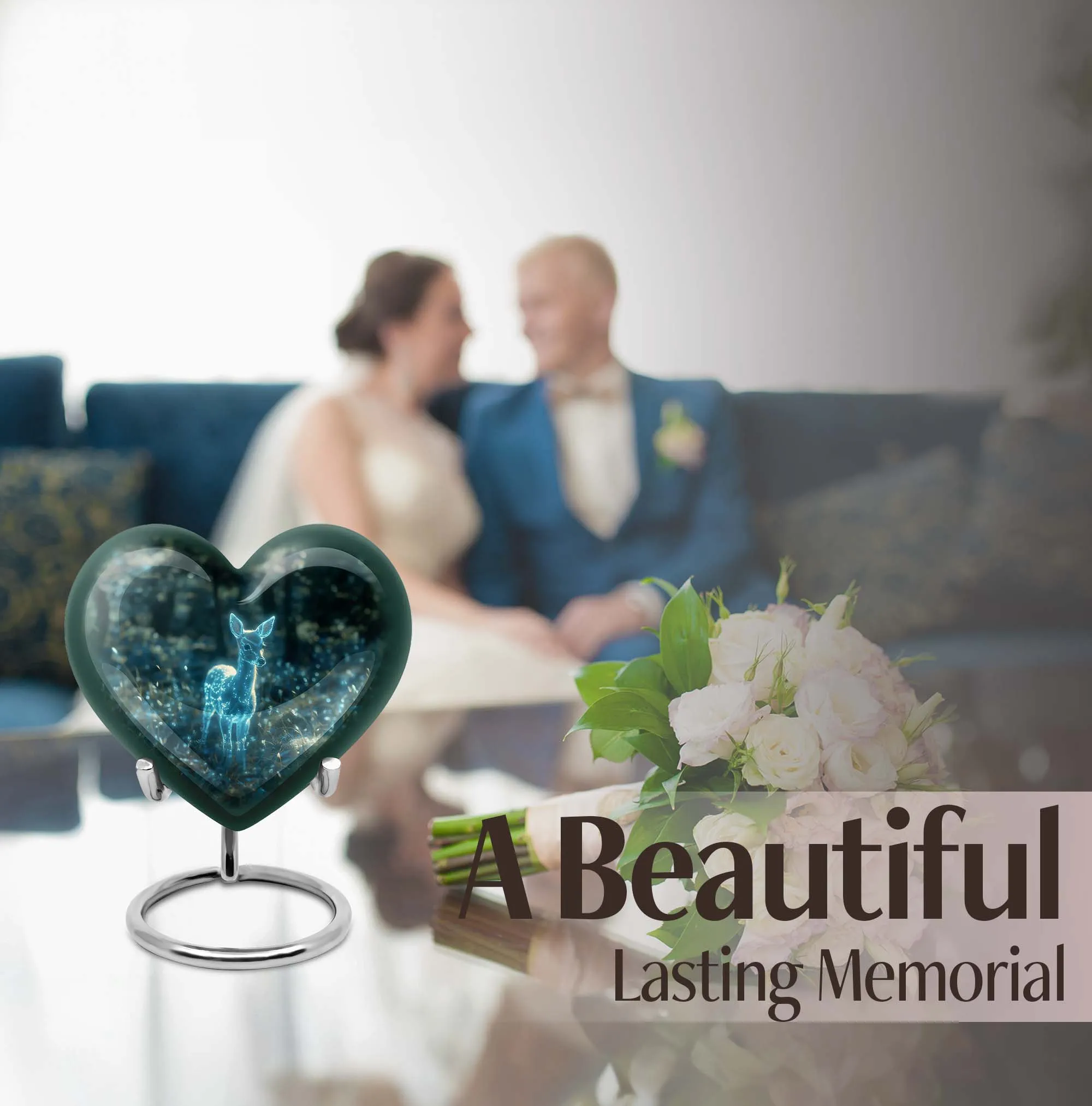 Deer Urn Eternal Rest Heart Shaped Cremation Urn