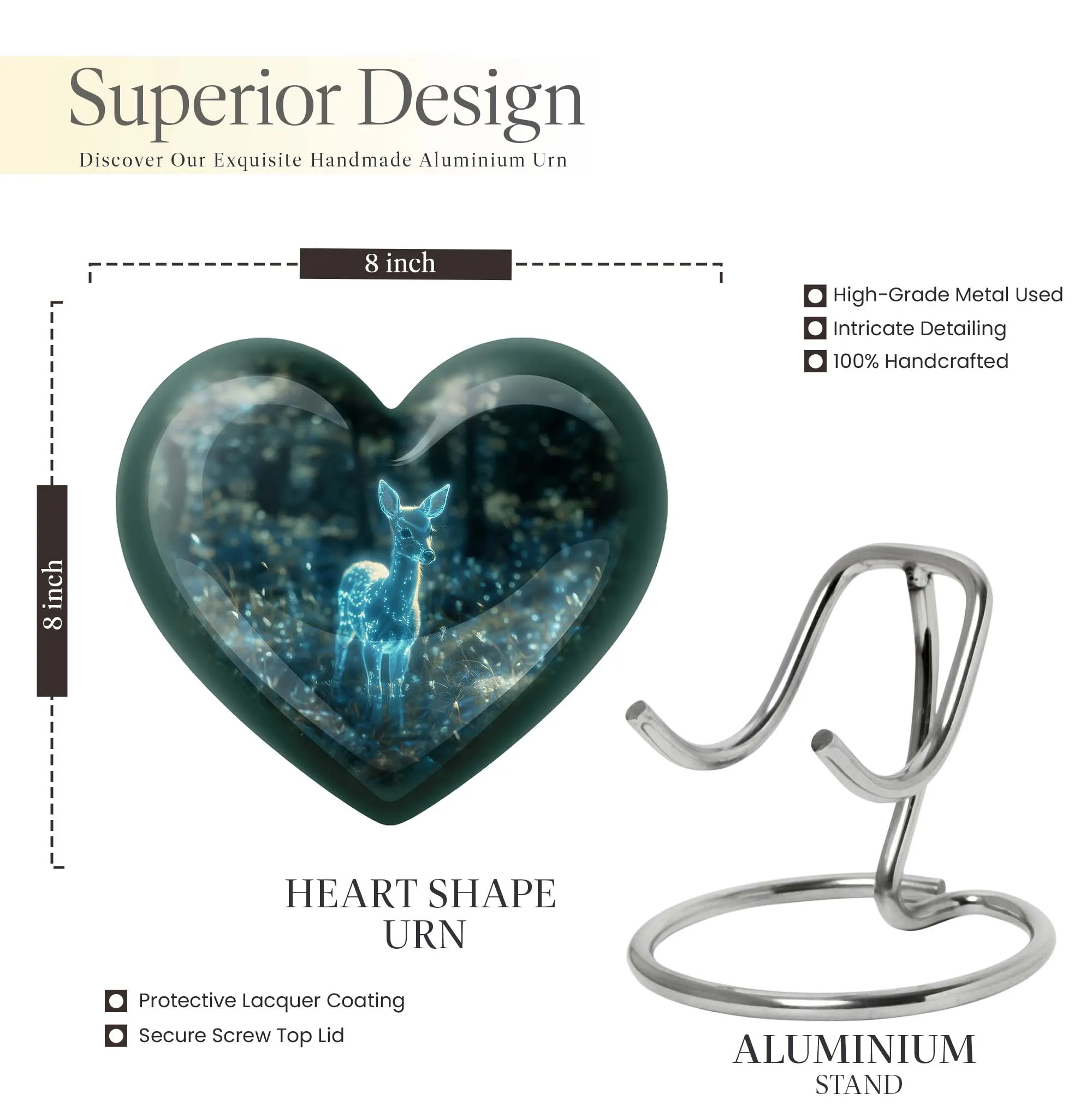 Deer Urn Eternal Rest Heart Shaped Cremation Urn