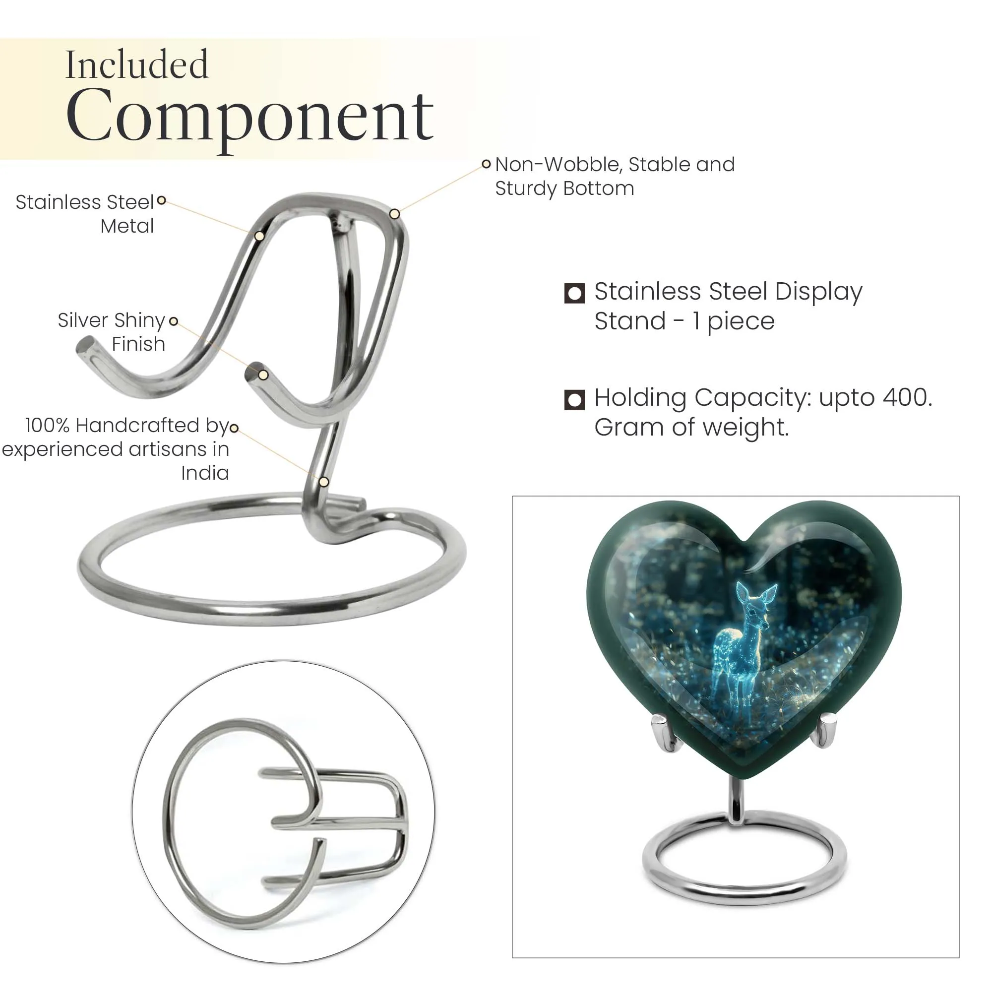 Deer Urn Eternal Rest Heart Shaped Cremation Urn