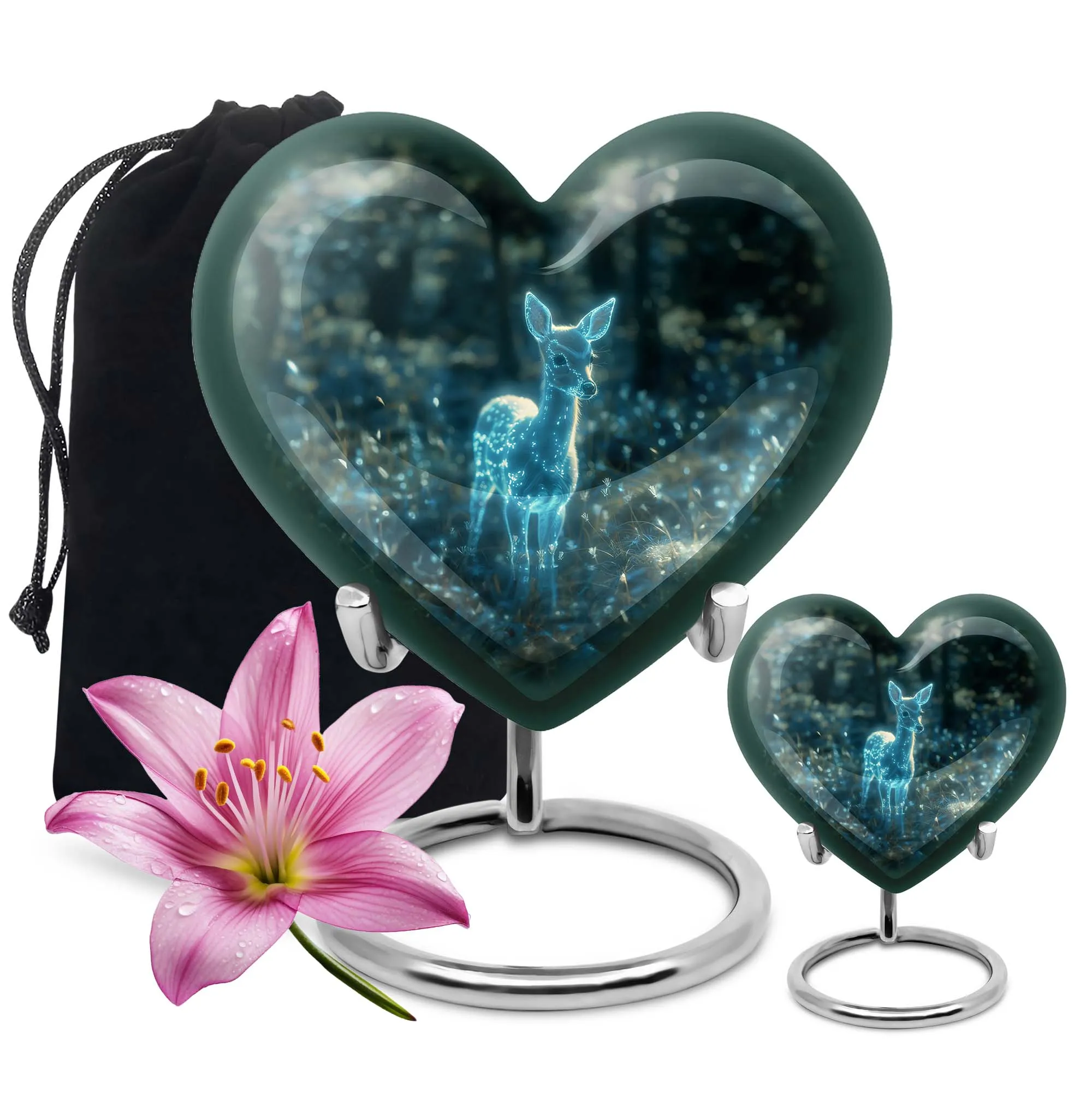 Deer Urn Eternal Rest Heart Shaped Cremation Urn