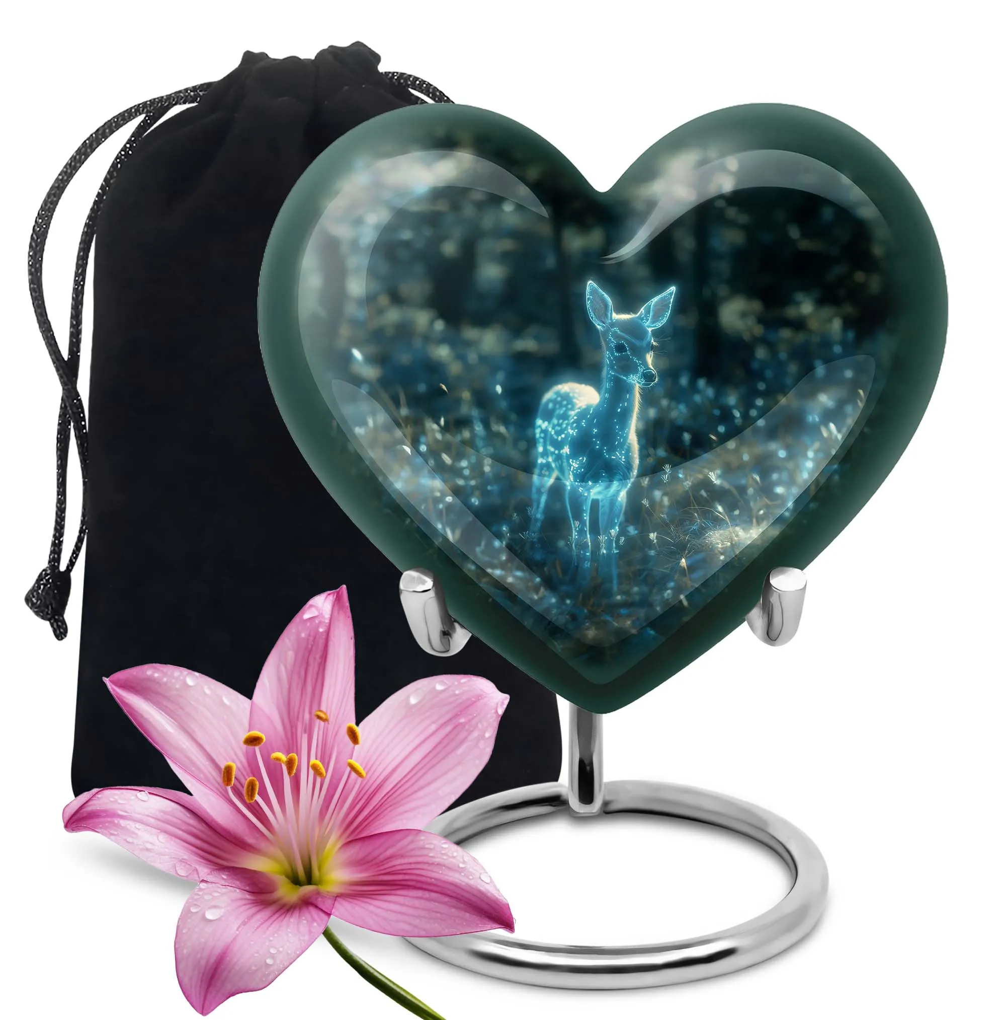 Deer Urn Eternal Rest Heart Shaped Cremation Urn