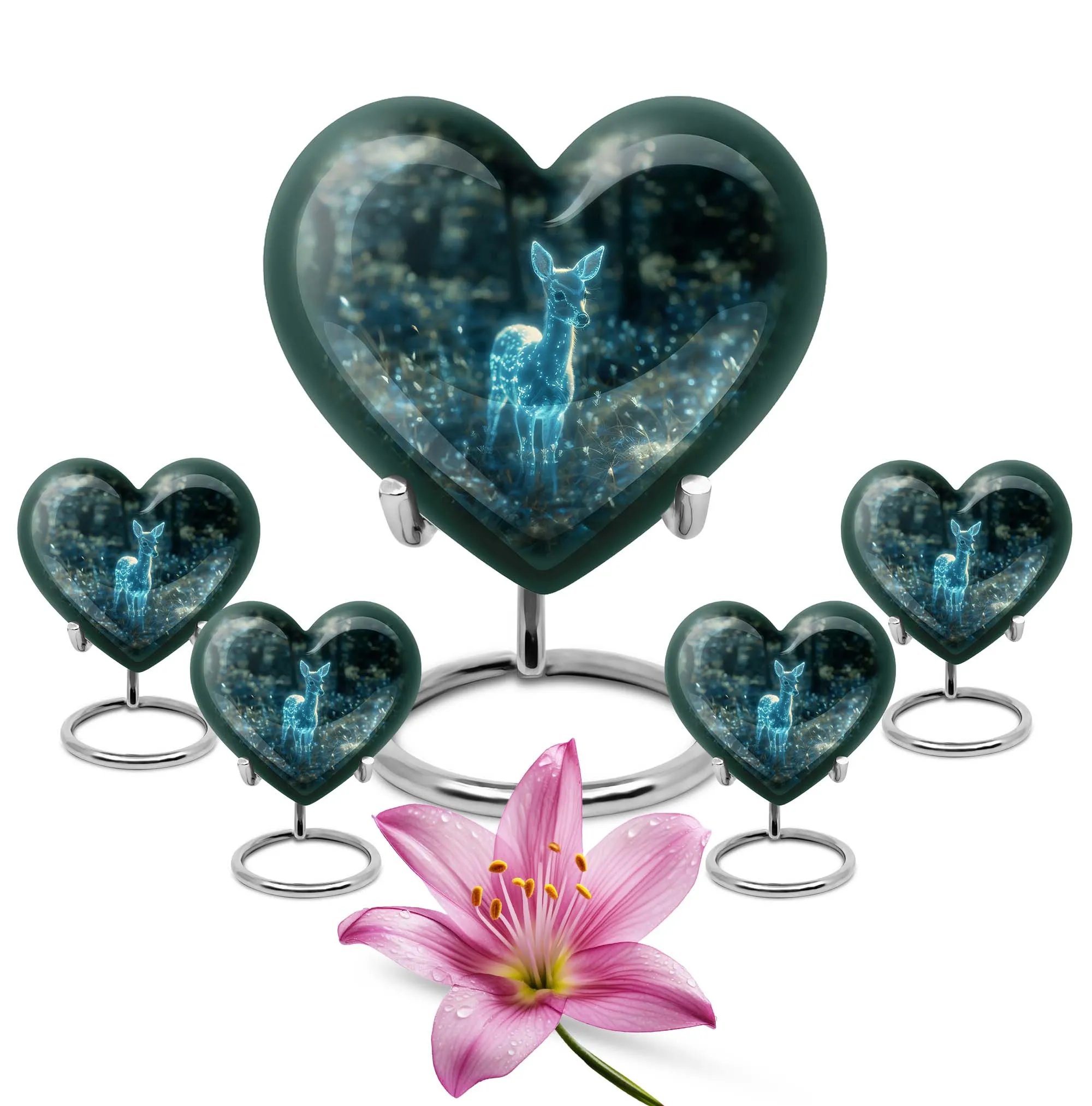 Deer Urn Eternal Rest Heart Shaped Cremation Urn