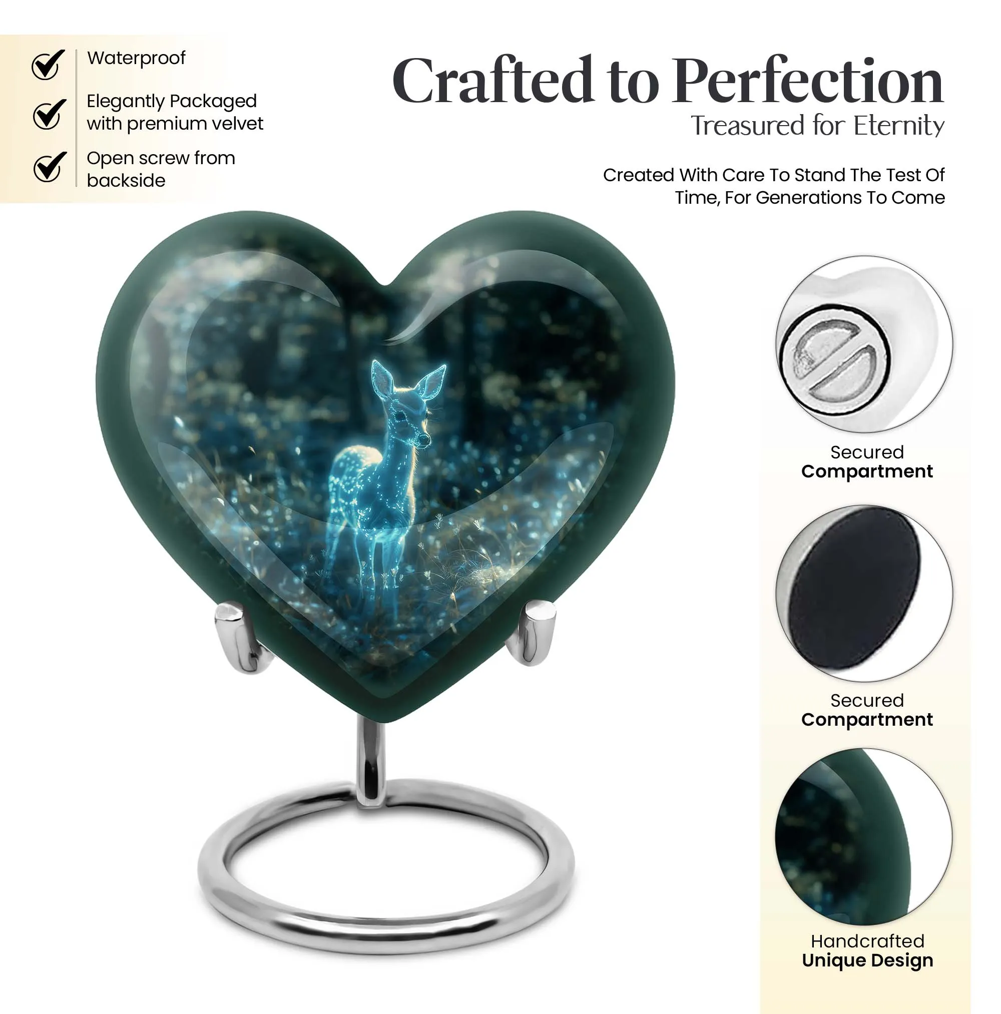 Deer Urn Eternal Rest Heart Shaped Cremation Urn