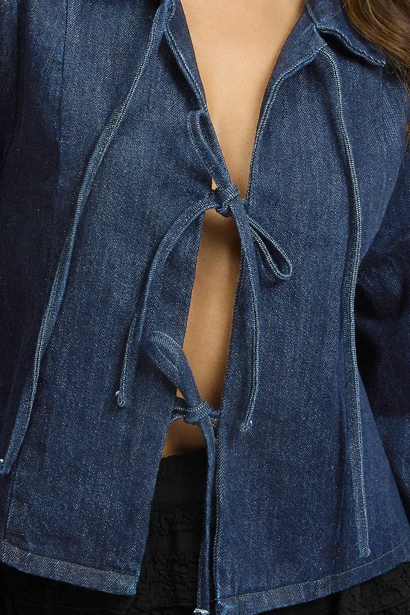 Denim Tie up Jacket Long Sleeve