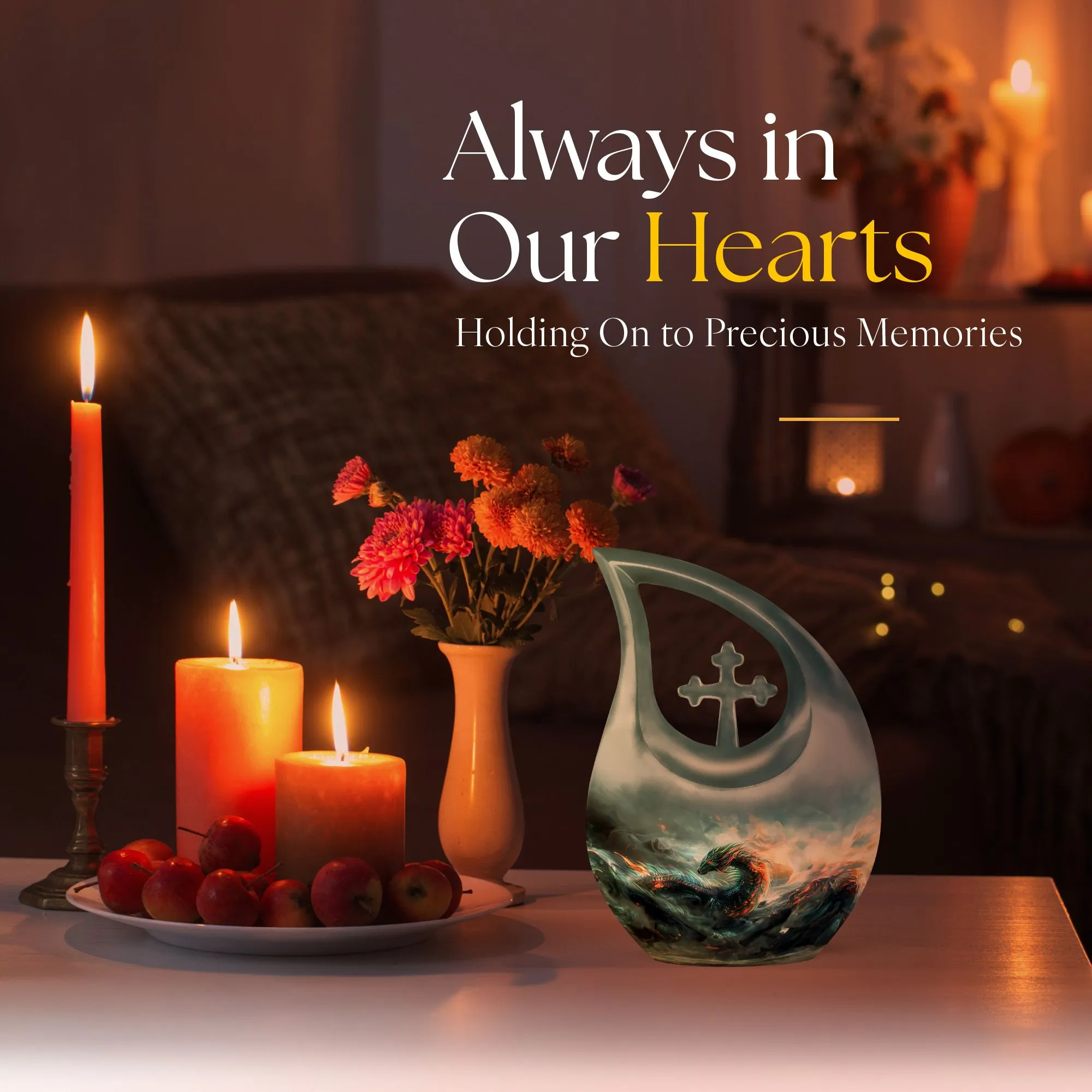 Dragon Design Memorial Keepsake Small Cremation Aluminium Urn