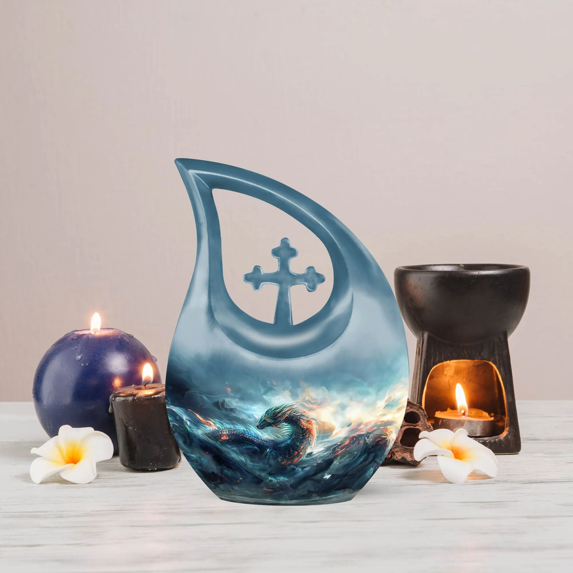 Dragon Design Memorial Keepsake Small Cremation Aluminium Urn