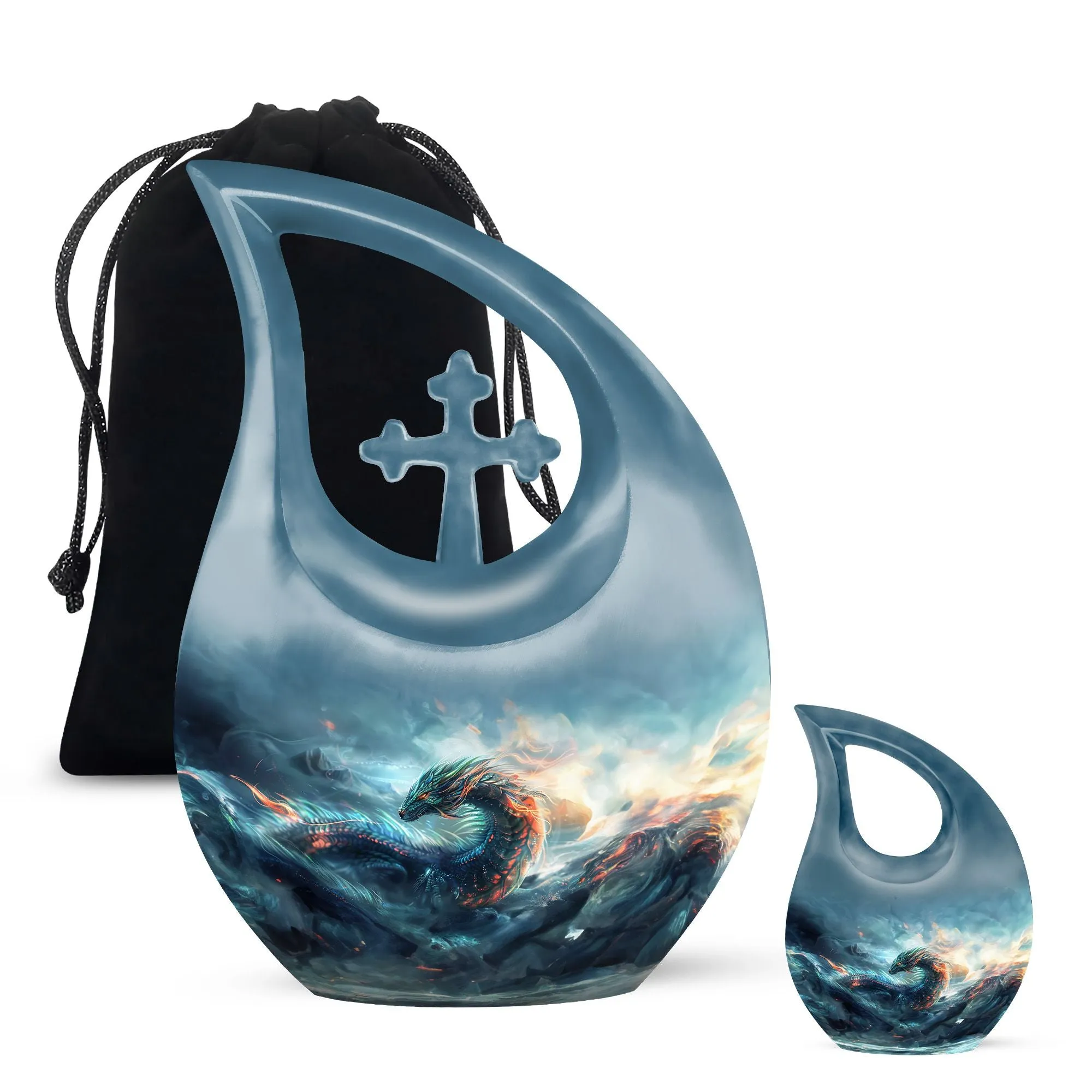 Dragon Design Memorial Keepsake Small Cremation Aluminium Urn