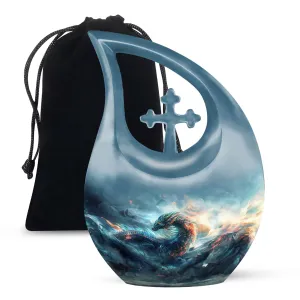 Dragon Design Memorial Keepsake Small Cremation Aluminium Urn