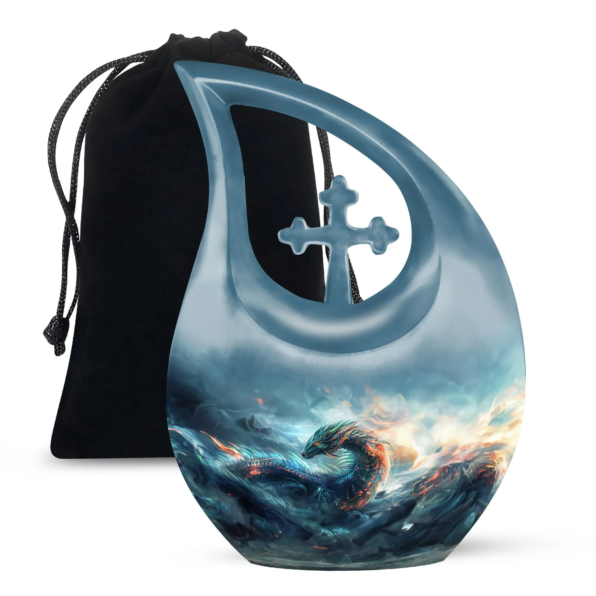 Dragon Design Memorial Keepsake Small Cremation Aluminium Urn