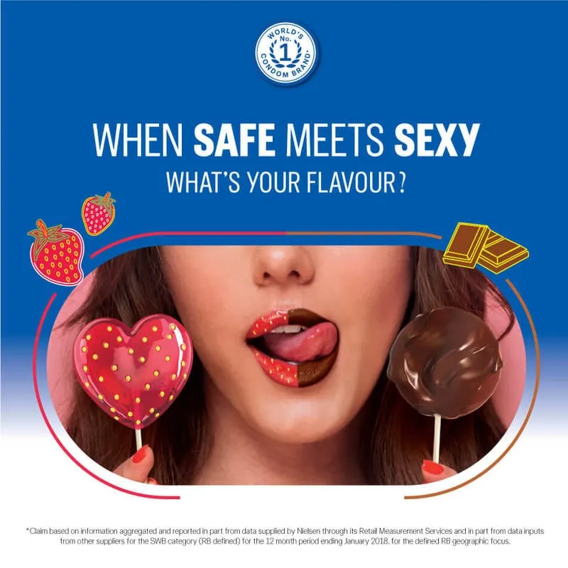 Durex - Strawberry Flavoured with Dots Textured Condoms