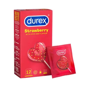 Durex - Strawberry Flavoured with Dots Textured Condoms