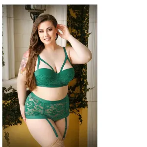Fantasy Lingerie Curve Nadine Longline Contour Cup Bra & High-Waist Panty Emerald 3XL/4XL
