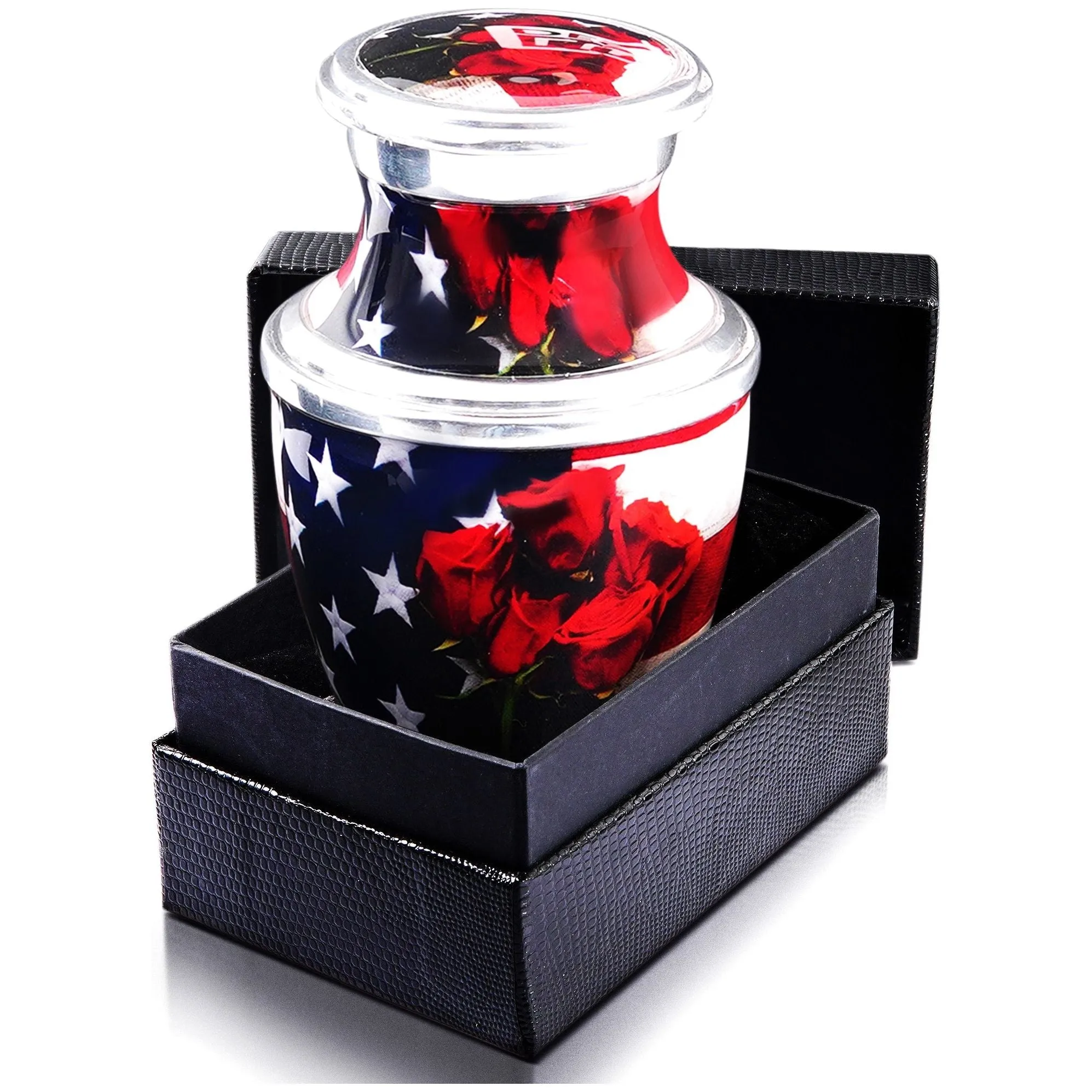 Flag and Rose Keepsake cremation urn | A urn for any Patriot | a great urn for a Veteran