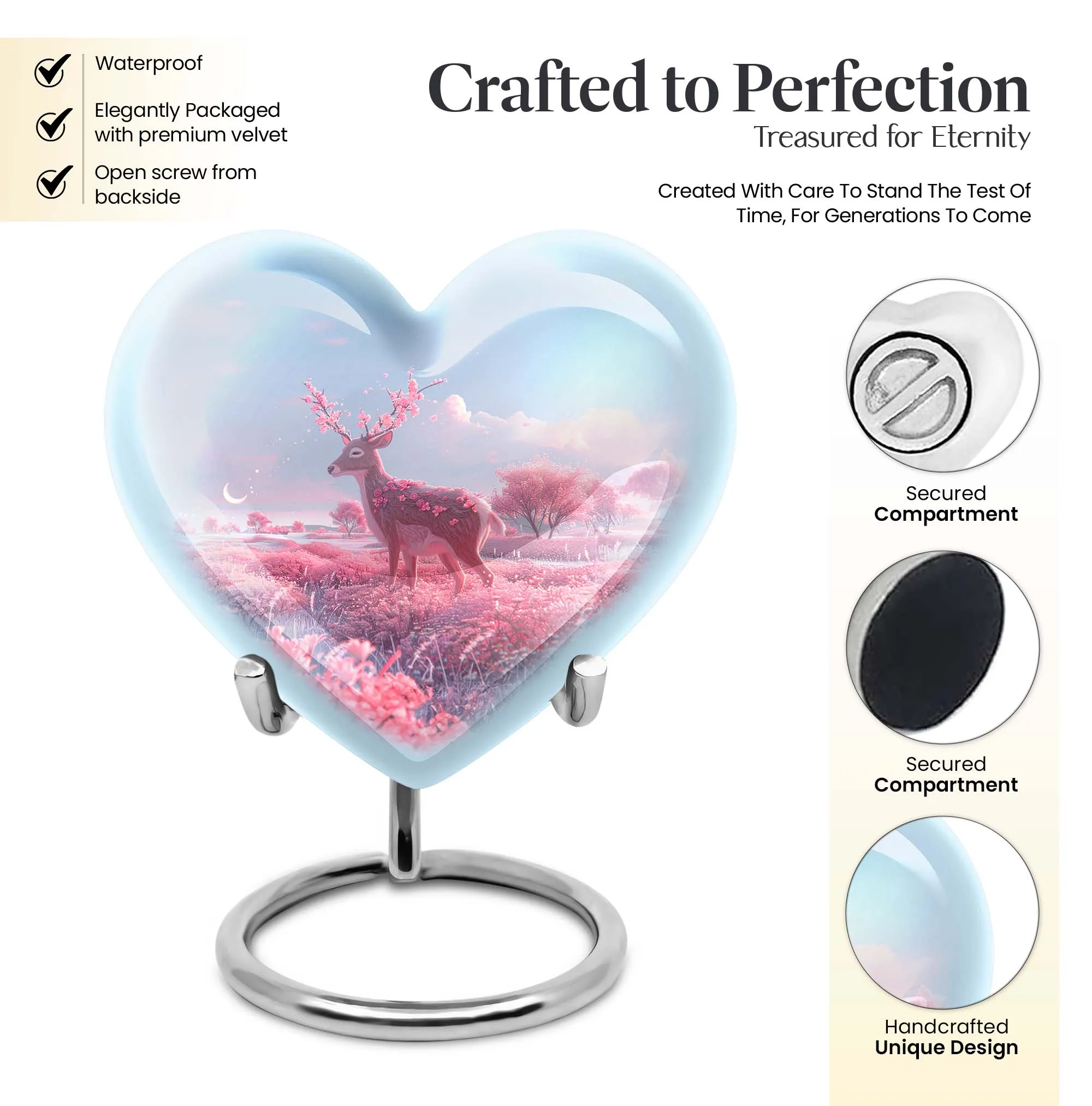 Heartfelt Memories Deer Urn: Cherished Standard Medium Size Cremation Solution