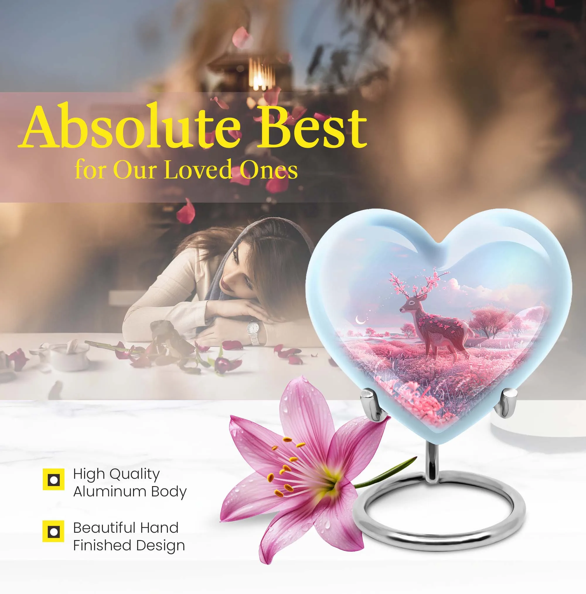 Heartfelt Memories Deer Urn: Cherished Standard Medium Size Cremation Solution